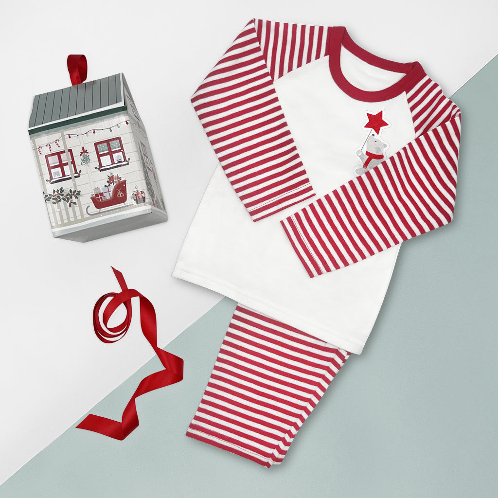 Baby Pyjamas Red And White Striped 6-12-Months