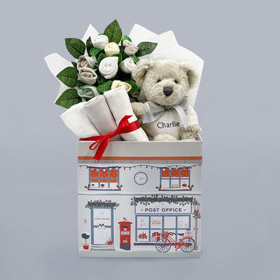 Babys First Christmas Gift Hamper With Personalised Teddy Bear