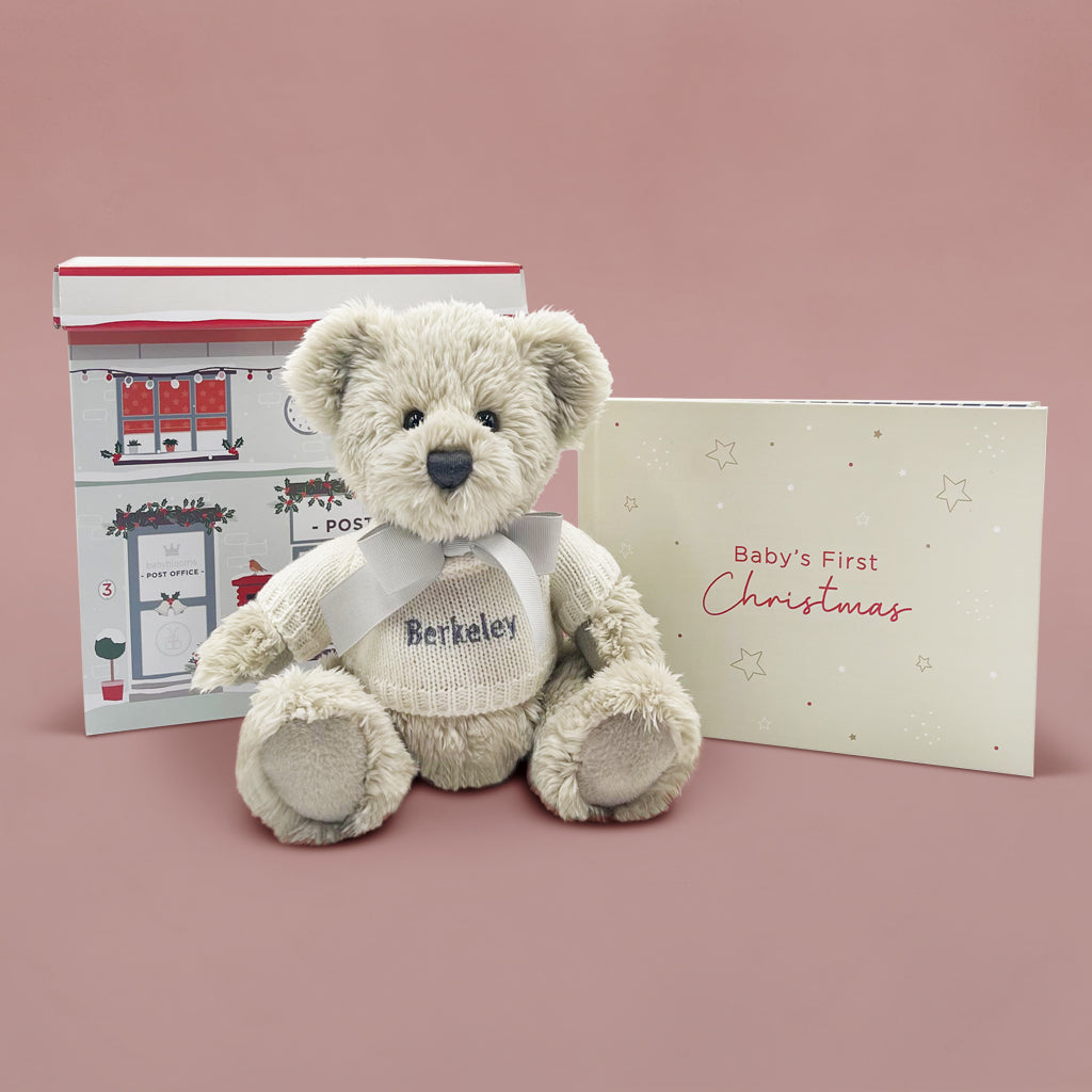 New Baby Gift For Baby First Christmas Keepsake Journal With Personalised Teddy Bear