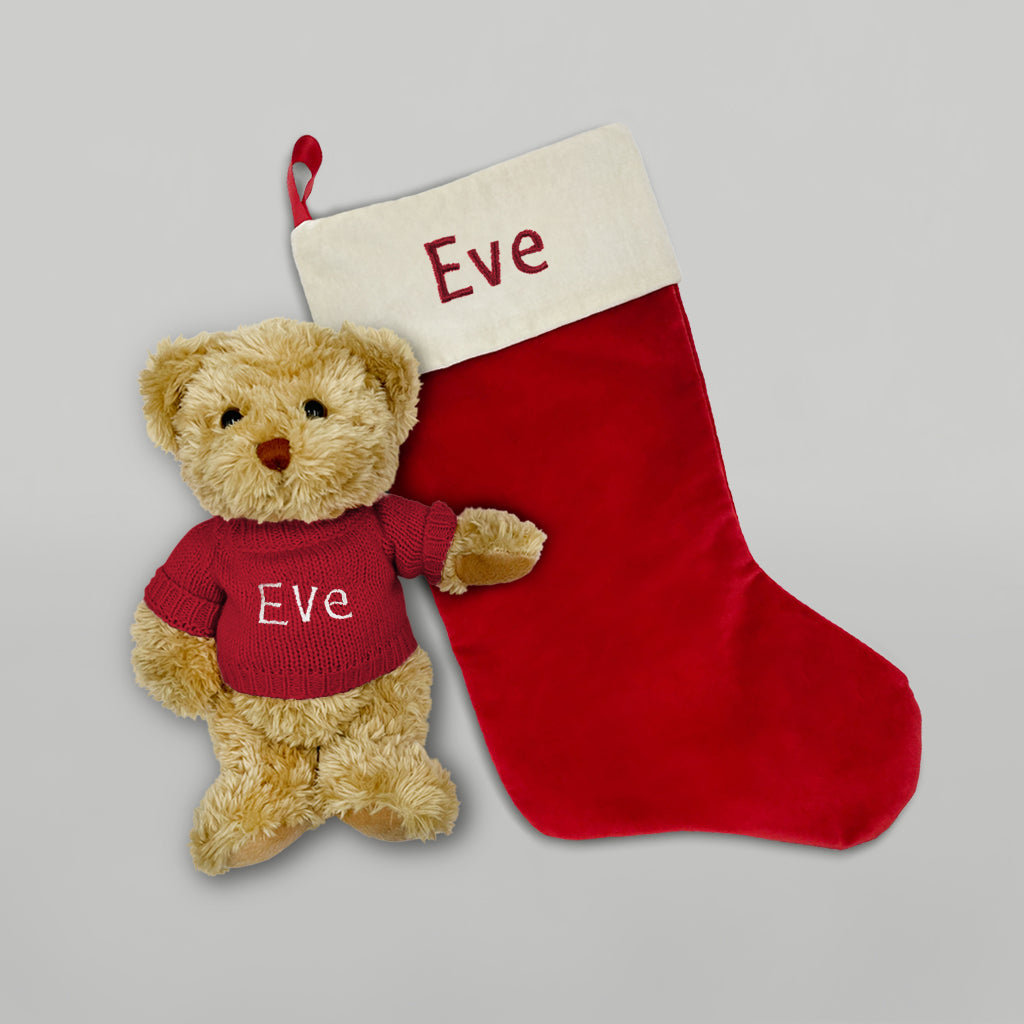 Babys First Christmas Gift Of Personalised Red Stocking