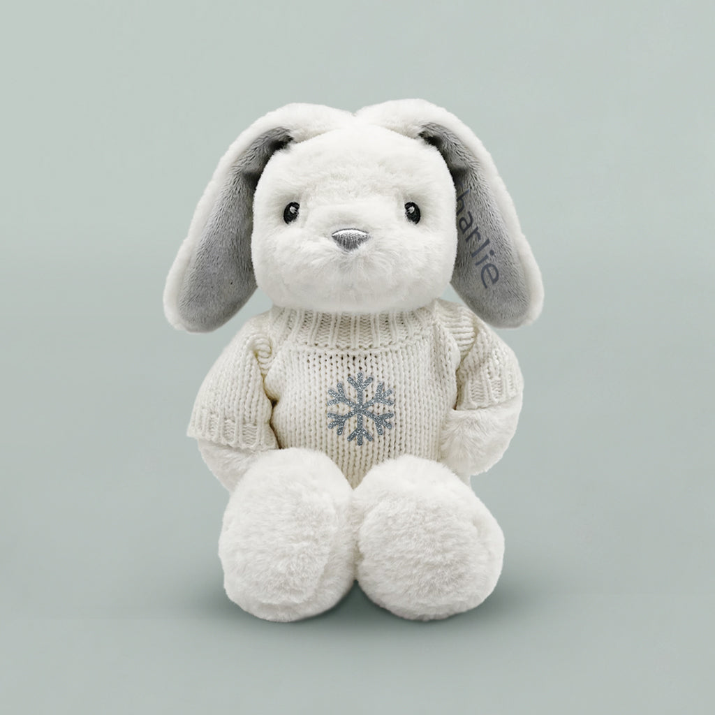 Personalised Christmas Baby Bunny With Jumper With Christmas Gift Box