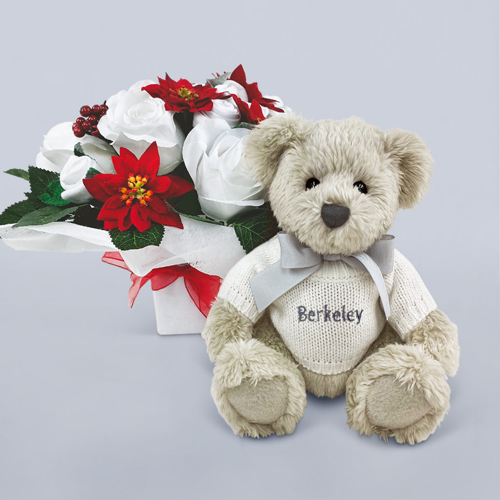 Newborn Baby Gift Idea For Christmas Baby Clothes Bouquet With Personalised Soft Toy Bunny 