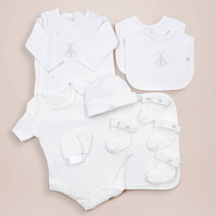 Christmas Luxury Rose Baby Clothes Bouquet with Personalised Snuggle Wrap, Grey