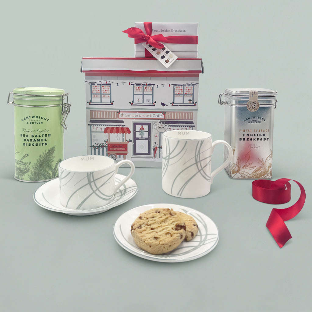 Mum's Christmas Fine Bone China Mug and Coaster Gift Set with Chocolates
