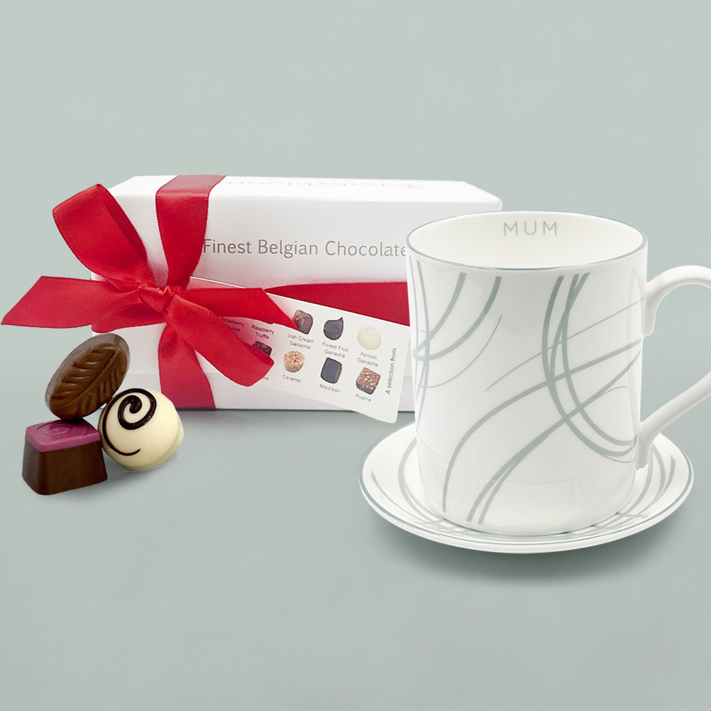 New Mum Present Fine Bone China Mug And Saucer Anf Chocolate Christmas Gift Set