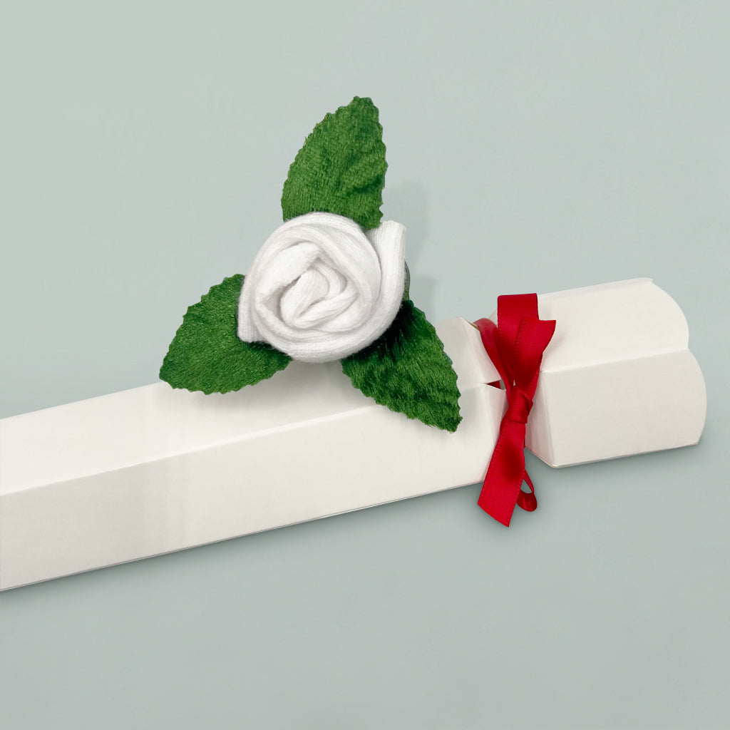 Baby's First Christmas Rosebud Sock Cracker, White