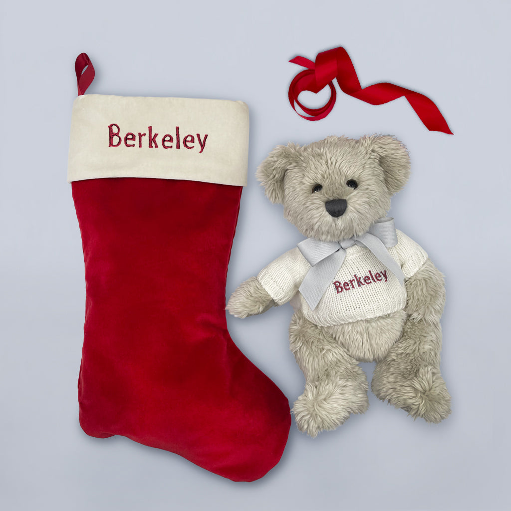 Personalised Babys First Christmas Stocking Gift With Teddy Bear
