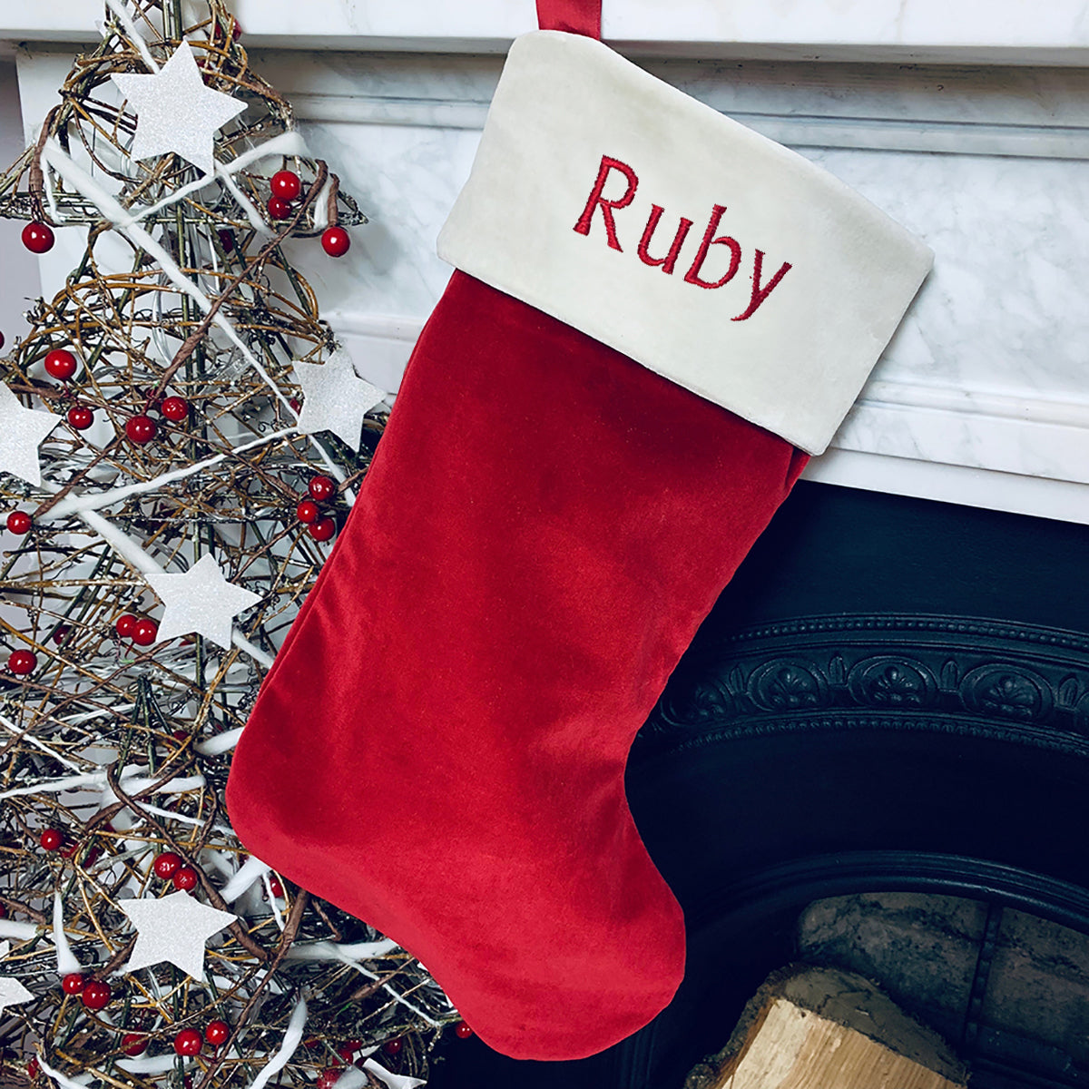 Personalised Babys First Christmas Gift Red Stocking 