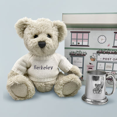 Personalised Christening Gift Little Treasures Teddy Bear With Keepsake Pewter Tankard