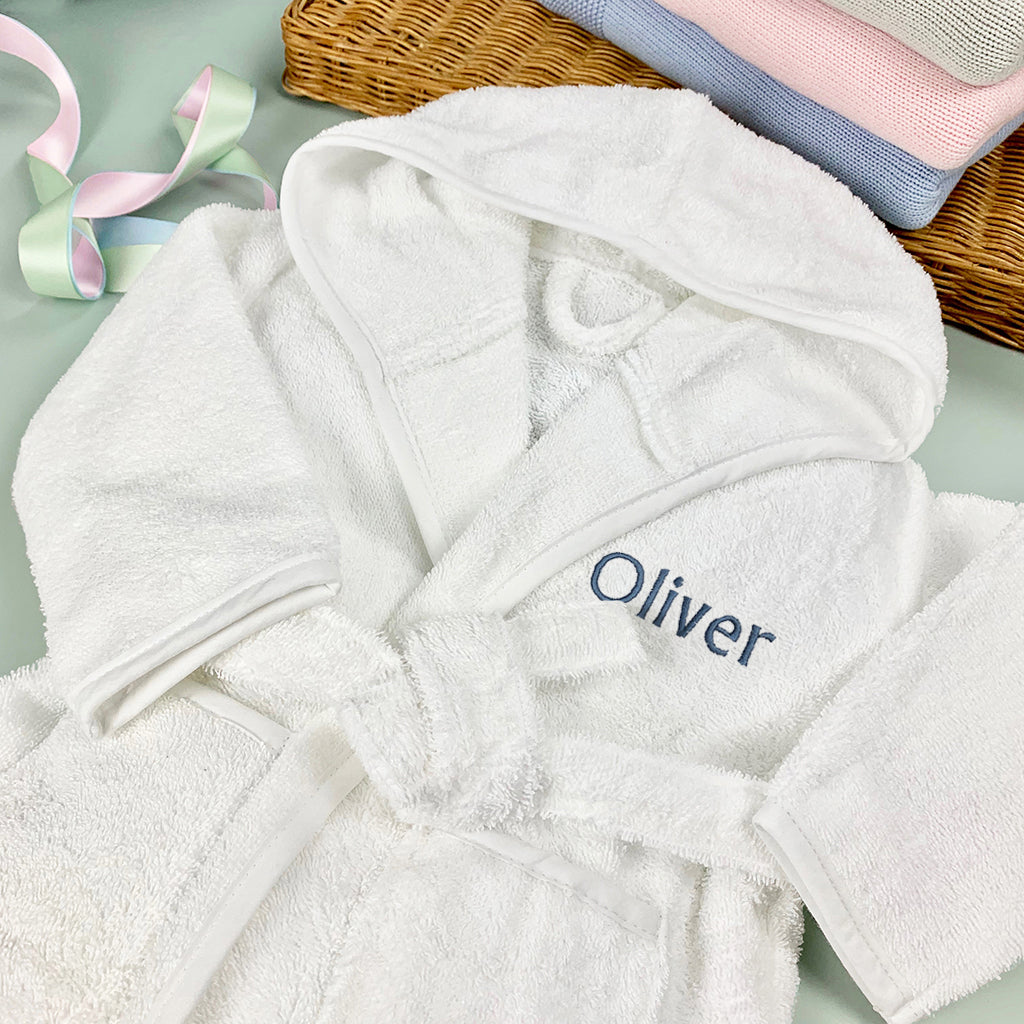 Baby Boy Gift Personalised Blue Bathrobe 1-2-Years
