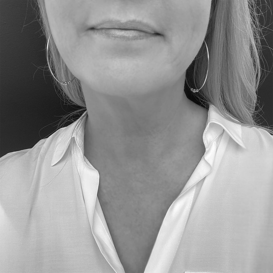 MayaH Jewellery Large Silver Hoop Earrings with five 9ct Gold Beads