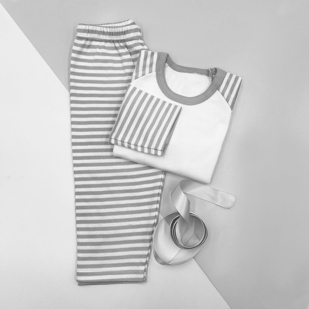 Grey and White Striped Baby Pyjamas