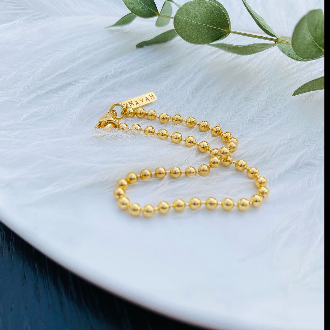 MayaH Jewellery Ball Chain Bracelet in Gold