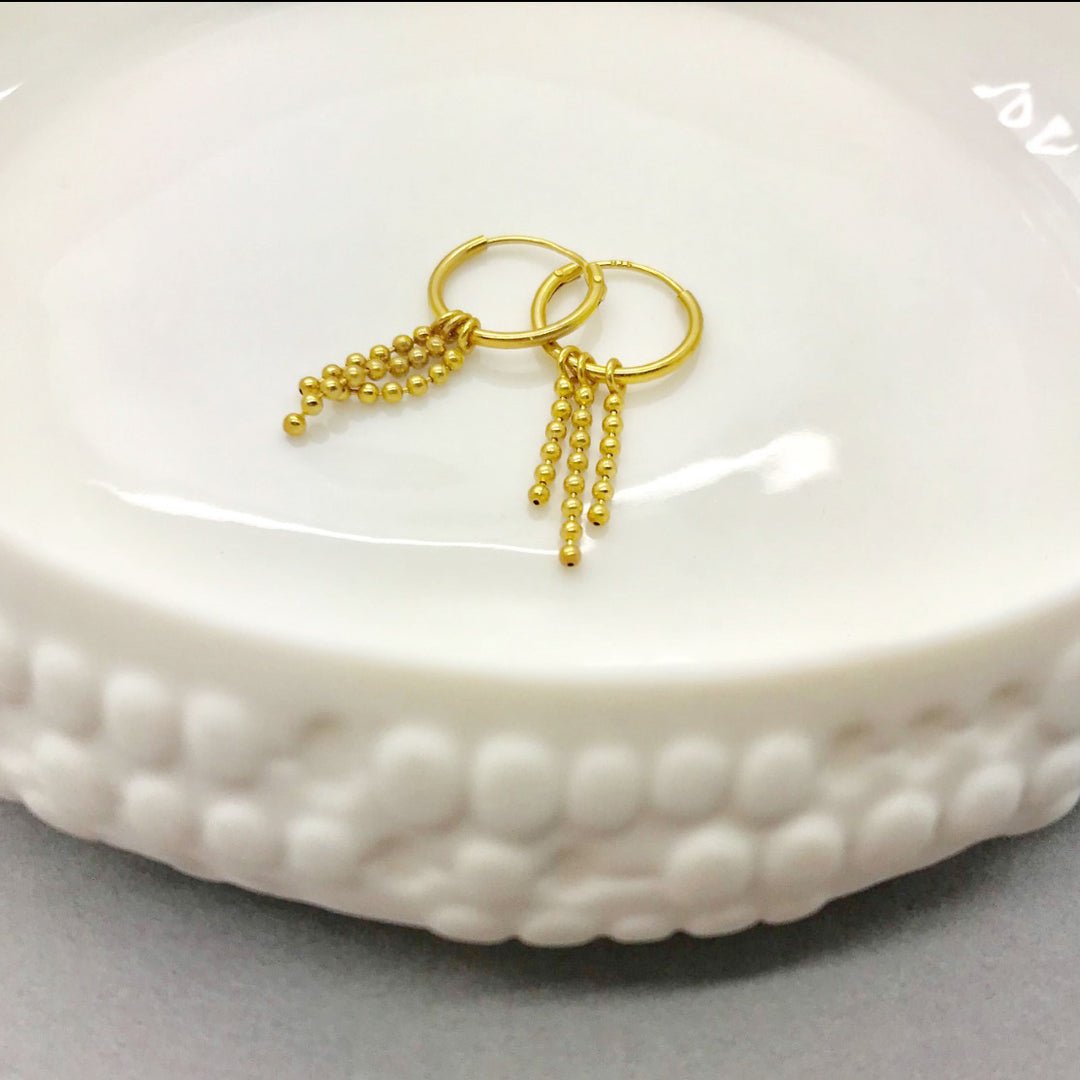 MayaH Chain Fringe Hoops in Gold