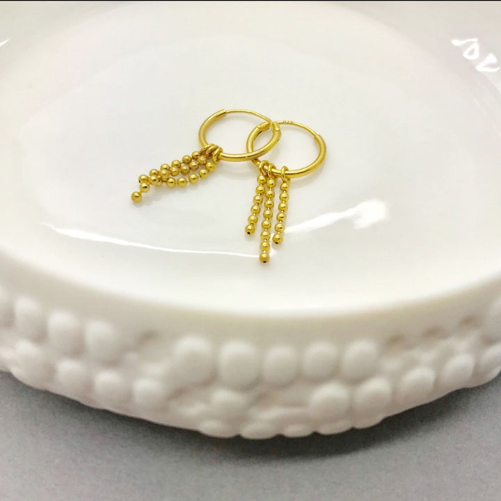 MayaH Chain Fringe Hoops in Gold