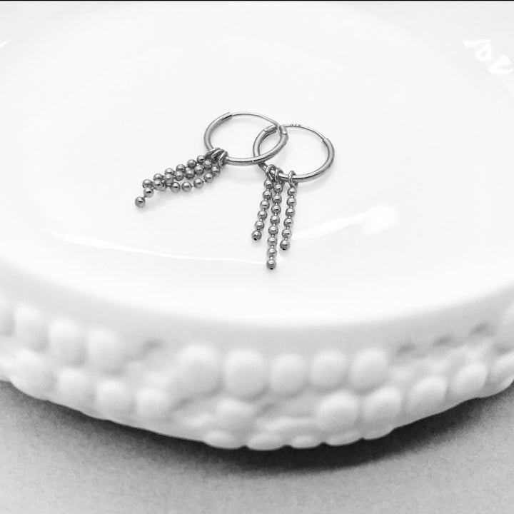 MayaH Chain Fringe Hoops in Silver