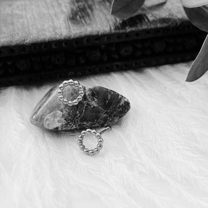 MayaH Jewellery Mini Beaded Circle Studs in Silver