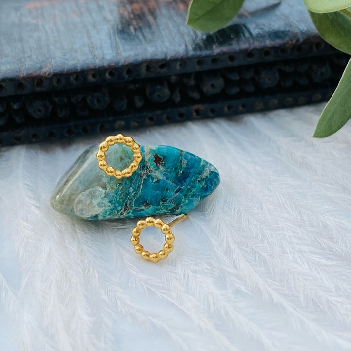 MayaH Jewellery Mini Beaded Circle Studs in Gold