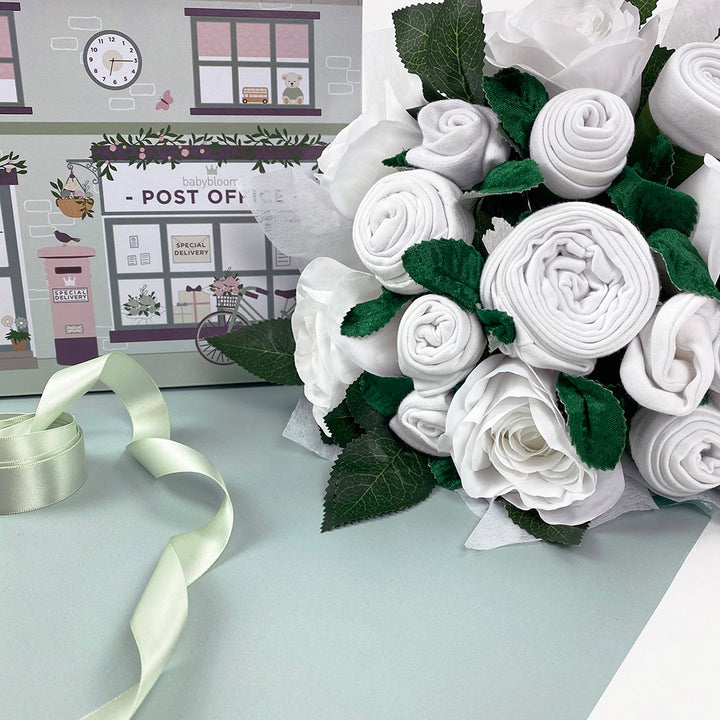 Luxury Rose Baby Clothes Bouquet - White