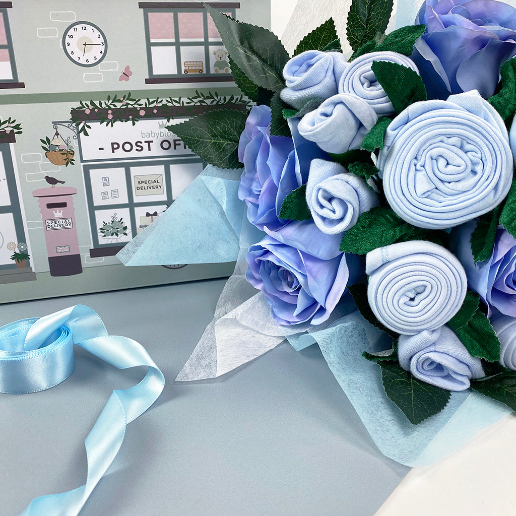 Luxury Rose Baby Clothes Bouquet, Blue
