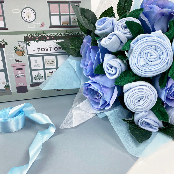 Luxury Rose Baby Clothes Bouquet, Blue