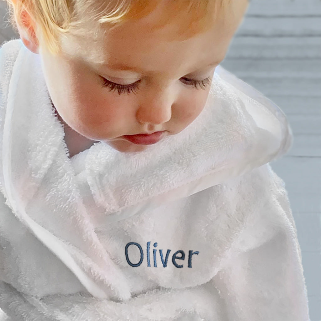 Little Bunny Bath and Bedtime Hamper, Blue - 1-2 Years with White Personalised Bathrobe