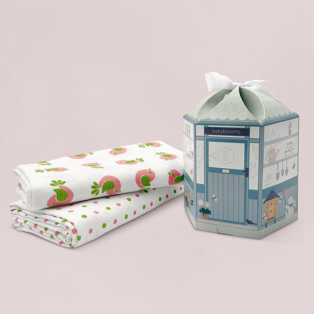 Baby Girl Gift Of Pink Muslin Swaddles 