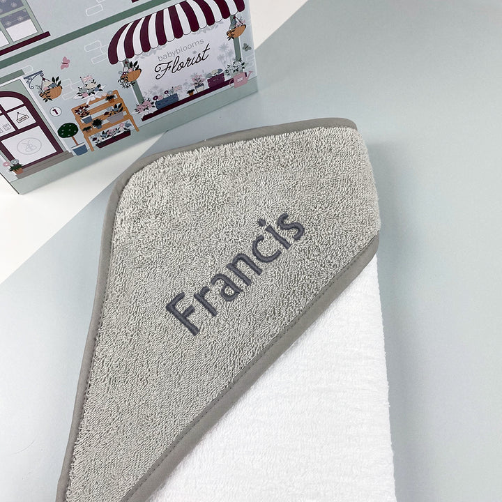 Personalised Grey Hooded Baby Towel