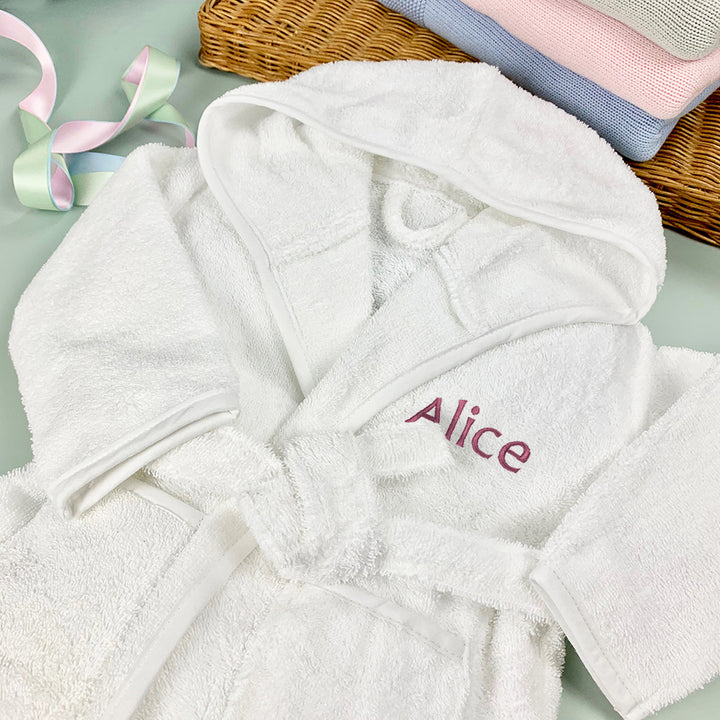 Baby Girl Gift Personalised Pink Bathrobe 1-2 Years