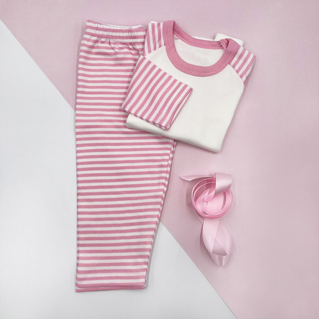 Pink and White Striped Baby Pyjamas