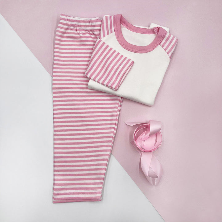 Pink and White Striped Baby Pyjamas