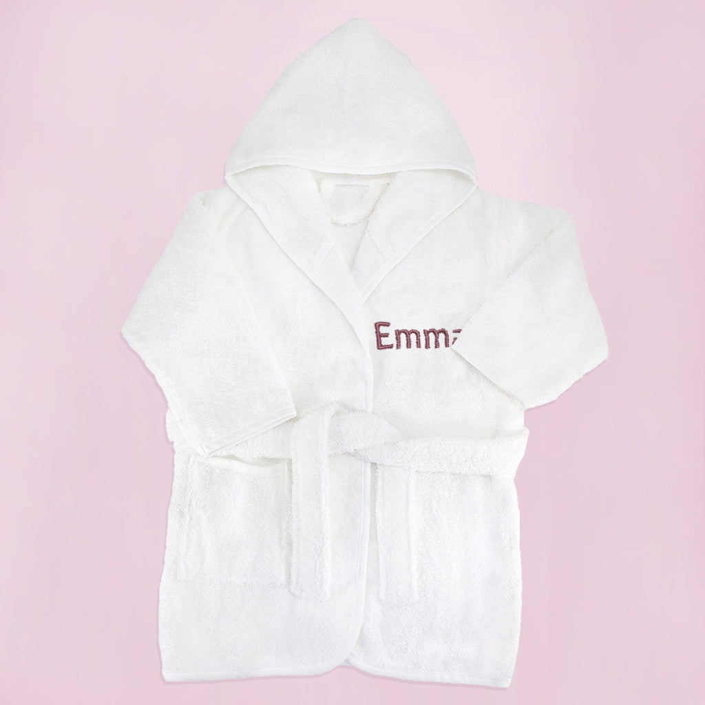 Little Bunny Bath and Bedtime Hamper, Pink - 6-12 Months with White Personalised Bathrobe