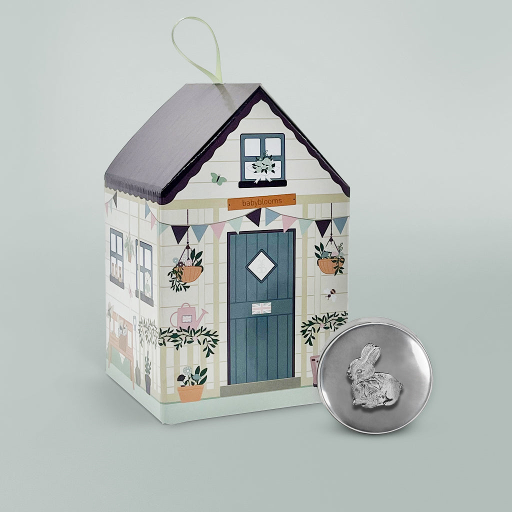 Christening Gift With Bunny Pewter Trinket Box