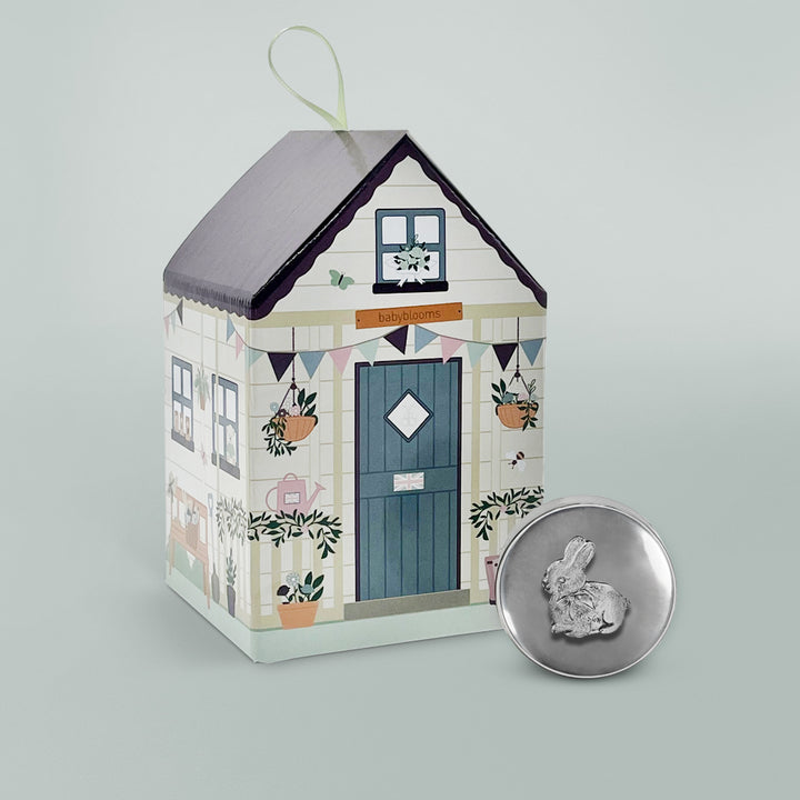 Christening Gift With Bunny Pewter Trinket Box