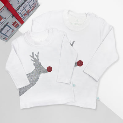 Babys First Christmas Gift Reindeer Sparkle Christmas T-Shirt